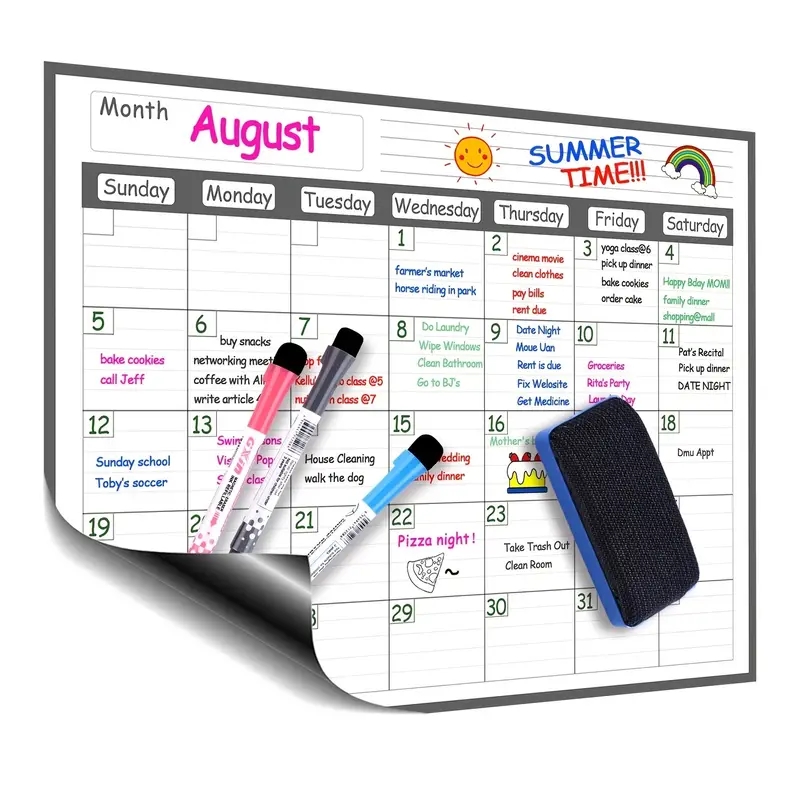 Magnetic Calendar Board - 1 Set Calendario magnetico cancellabile a