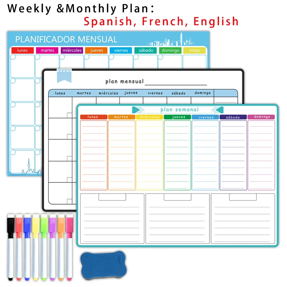 Magnetic Calendar Board - Agenda settimanale e mensile magnetica in