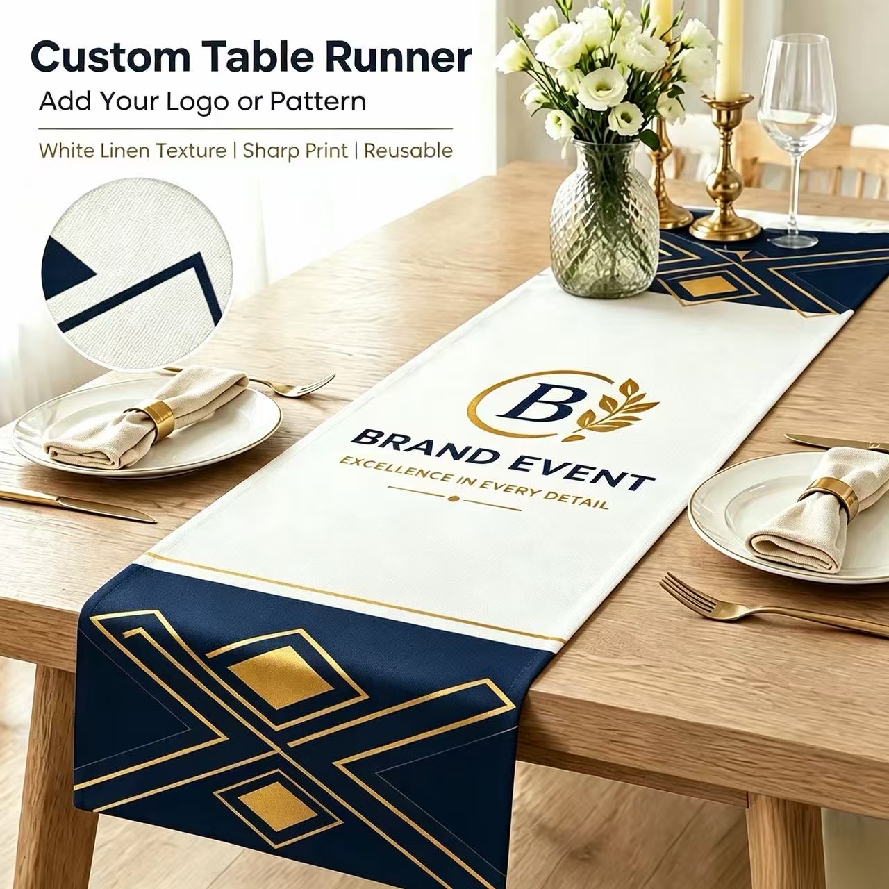 Home Office Logo - Runner da Tavolo Personalizzato con Nome,