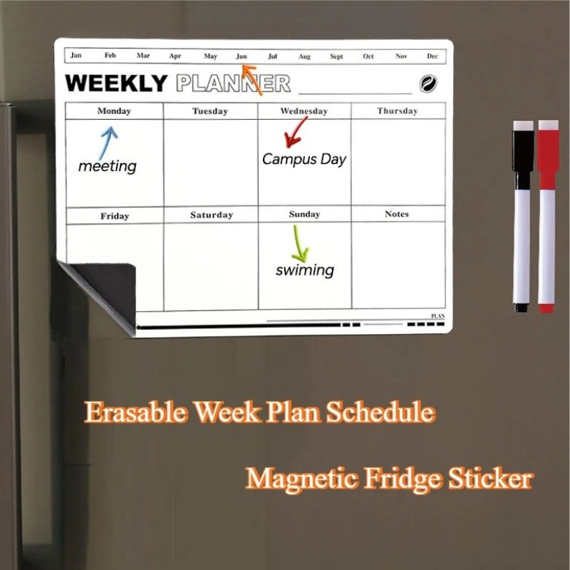 Magnetic Calendar Board - Agenda settimanale cancellabile Calendario Adesivo magnetico