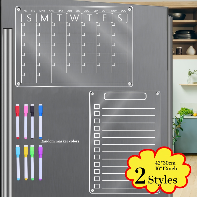 Magnetic Calendar Board - Calendario Magnetico in Acrilico per Frigorifero,